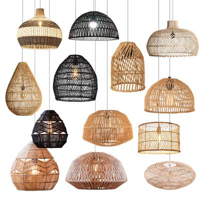 China 100% OEM ODM Handmade Chandelier Lights Cover Wicker Lamps Pendant Lights Shade Bamboo Rattan Shade for sale