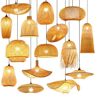 China 100% handmade wholesale woven bamboo chandelier lampshade rattan pendant light lamps for home decor for sale