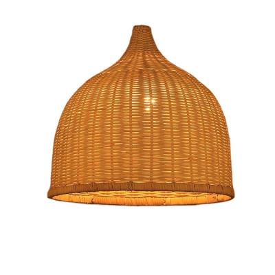 China Vintage Rustic Home Pendant Light Fixture Asian Wicker Cafe Restaurant Shade Rattan Ceiling Hanging Lamp for sale