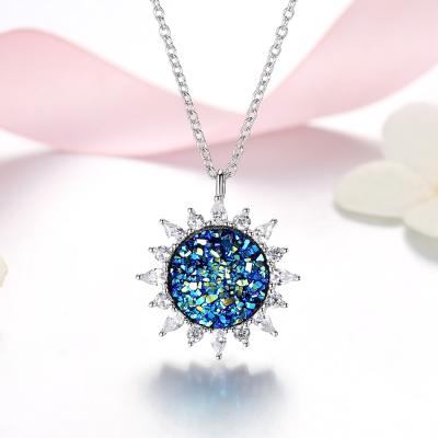 China 925 Sterling Silver Sun Necklace Long Pendants CLASSIC Luxury Chain Necklaces For Wedding Women Jewelry for sale