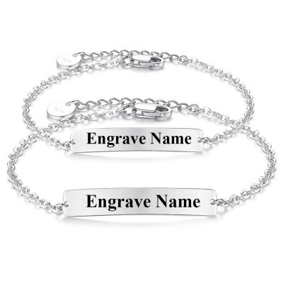 China Fashionable Custom Personalized Silver Name Necklace Jewelry Sterling Silver Engraved Name Bracelet Jewelry 925 Customized Gift for sale