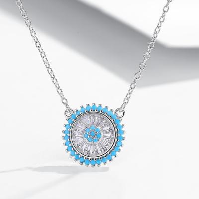 China Fashionable Top Selling 925 Sterling Silver Jewelry Lucky Blue Eyes Women's Pendant Necklace for sale