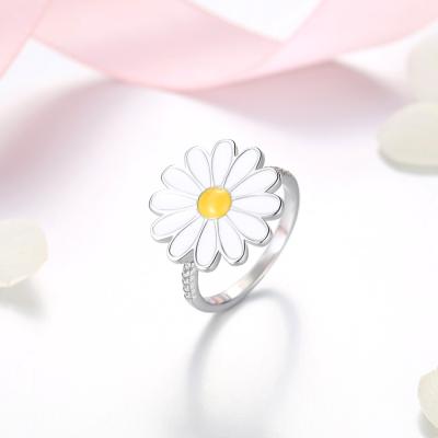 China CLASSIC Women's Jewelry 925 Sterling Silver Daisy Ring Silver Jewelry For Women Enamel Rings for sale