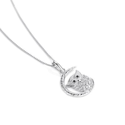 China Real 925 CLASSICS Sterling Silver Necklace Cute Animal Owl Necklace Fit Fashion Women and girls wearing for sale