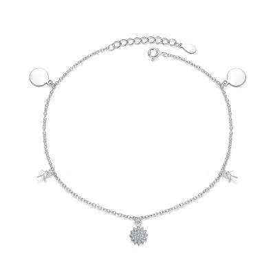 China CLASSIC Fashion Authentic 925 Sterling Silver Anklet Snowflake Anklet For Women And Girl Silver Jewelry Gift for sale