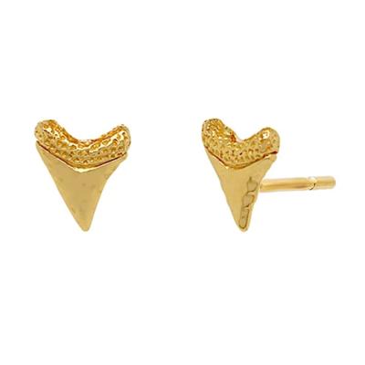 China 925 Sterling Silver Trendy Trendy Shark Tooth Stud Earrings For Women 14K Gold Plated Earrings Jewelry for sale