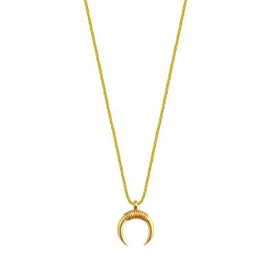 China TRENDY 14K Gold Plated Necklace Jewelry For Women Party Gift 925 Sterling Silver Bohemian Horn Pendant Necklace for sale