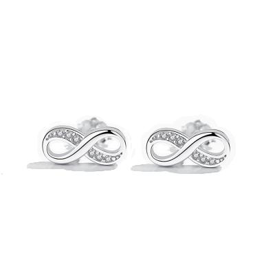 China 100% CLASSIC 925 Sterling Silver CZ Infinity Love Stud Earrings For Women Fashion Earrings Silver Jewelry for sale