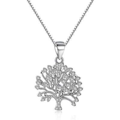 China CLASSIC Fashion Women's Tree 925 Sterling Silver Tree Pendant Necklace Crystal Jewelry Gift of Life Necklace for sale