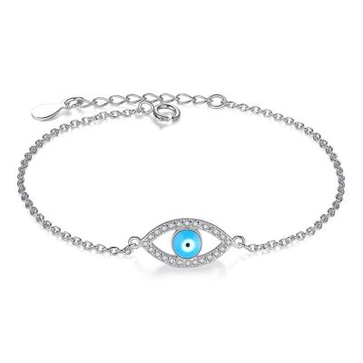 China FASHIONABLE Good Quality Blue Enamel Devil's Eye Bracelets For Women 925 Sterling Silver Chain Link Bracelet Jewelry for sale