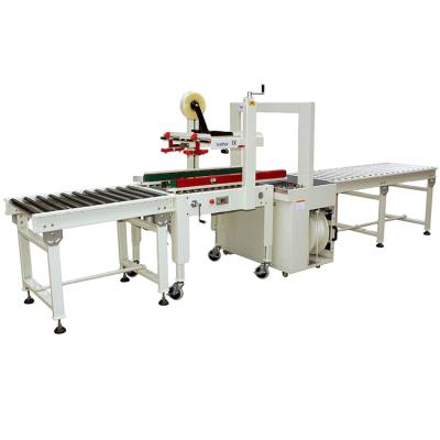 China APPAREL APL-CSS05 APPAREL taping and tying machine automatic box carton wrapping line, wrapping line machine for sale