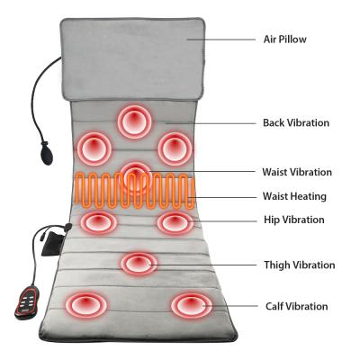 China 9 Vibration Modes Heating Back Mattress Shiatsu Massage Mattress Vibration Massage Back Electric Mattress Vibrator With Heating for sale