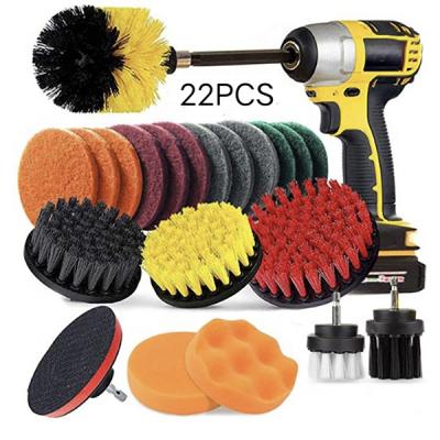 China Amazon Best Selling Sustainable 22 Pieces Bathroom Cleaning Electric Drill Brush Multi-piece Set for sale