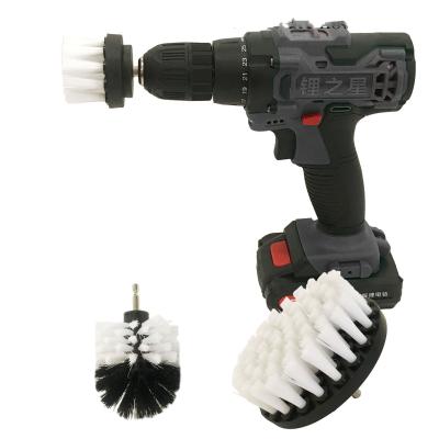 China Viable White 3pcs Drill Cleaning Brush Kit For Kitchen Bathroom Cleaning Tile for sale