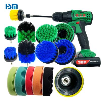 China Factory direct sale 15 pcs workable drill brush kit brush cordless power drill brush for cleaning sofa for sale