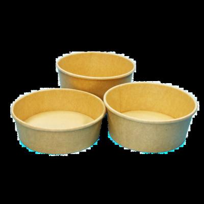 China Disposable PE Kraft Paper Salad Bowl With Lid for sale