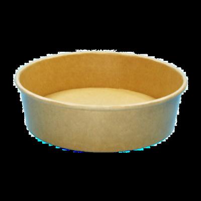 China Disposable Custom 850ml Disposable Take Out Kraft Paper White Paper Salad Cake Bowl Fast Food Container With Lids for sale