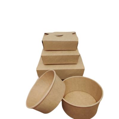 China Disposable Degradable Takeout Paper Salad Bowl Disposable Wrapping Paper Bowl for sale