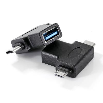 China Computer hotsell factory price usb 3.0 to type C to micro 2.0 universal adapter black adapter for sale