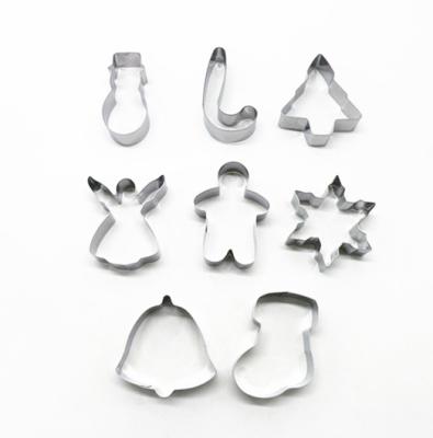 China Sustainable Cake&Sweet Set Of 8 Pcs Stainless Steel Christmas Cookie Cutter Set for sale