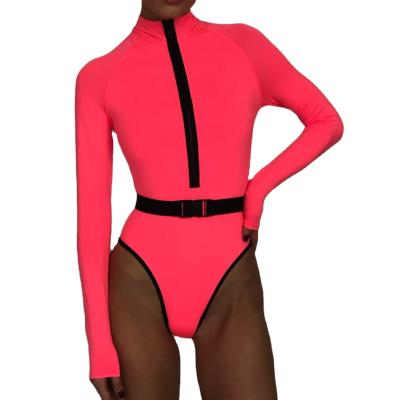 China High Waisted Breathable One Piece Surfing Swimwear Women's Long Sleeve Swimwear for sale