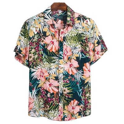 China Anti-pilling anti-pilling casual shorts sleeves floral mens beach shirt mens clothing loose mens shirts fashion blouses for sale