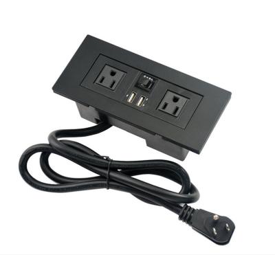 China US Commercial Socket Furniture Power Outlet PDU Tabletop Socket With Dual USB Charging for sale