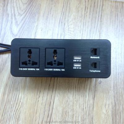 China Commercial Wall Mounted Hotel Media Socket Panel Universal /desktop Power Panel Socket For Office Furniture for sale