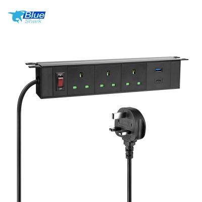 China Commercial Black Aluminum Alloy Hanging On Desk Edge Power Furniture Table Top Socket for sale