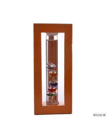 China Gauge Galileo Thermometer /Wooden Frame Red, Orange, Green for sale