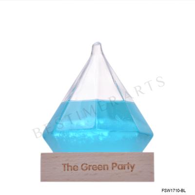 China China Craft Weather Forecast Bottle Diamond Shape Glass Barometer Gift Colored Liquid Weather Station for sale