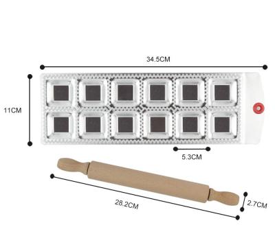 China 12 Viable Square Holes Cooking Accessories Aluminum Dumpling Tortelli Empanada Press Maker Tool DIY With Pin for sale