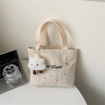 China New Portable Canvas Bag Shoulder Bag Korean Cute Letter Printing Large Capacity Bag for sale