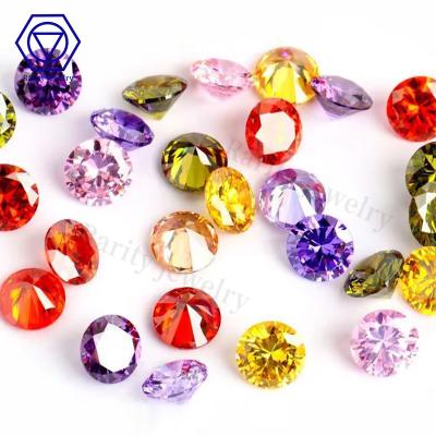 China Color Game Or Fire Ready To Ship Light CZ Stones Good Quality Loose Round Cut All Color Synthetic Gemstone Cubic Zirconia For Jewelry for sale