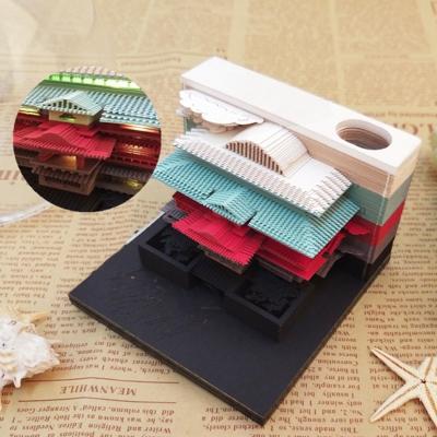 China GuangAo Self Adhesive Customize Print Logo Color Paper Notepad Castle Customize 3D Sticky Memo Pad for sale