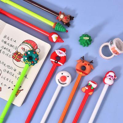 China Normal Creative Cute Christmas Gel Pen School Office Signature Cartoon Elk Pen 0.5mm Christmas Gift Pens for sale