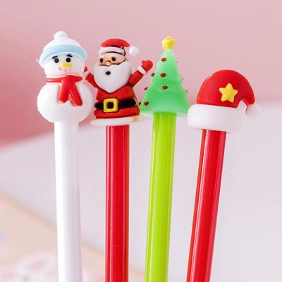 China Wholesale New Normal Cartoon Office Student 0.5mm Click Gel Pen Elk Christmas Plastic Gift for sale