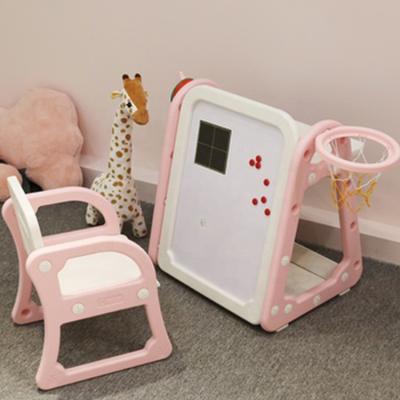 China Modern Plastic Kids Adjustable Table And Chair With Double Sided Drawing Board for sale