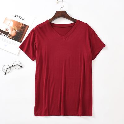 China Factory Supply Discount Anti-wrinkle Mens Modal Short Sleeve T-shirt Customizable Plus Size Leisure Sports for sale