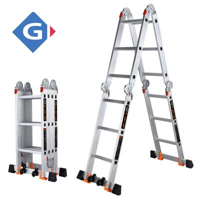 China Aluminum Telescopic Folding Ladders Extension Attic Folding Hinged Retractable Ladder for sale