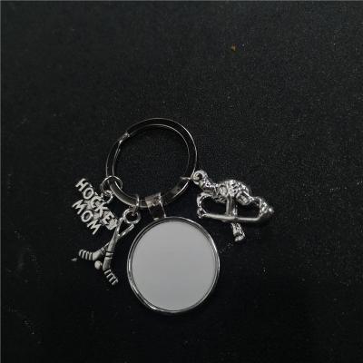 China Blank Sublimation Hockey Mom Keychains Wearing Keyring With Hot Dad Transfer Printing DIY Materials New Style for sale