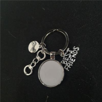 China Sublimation best friends keychains blank wearing keychain with hot dad transfer printing diy materials new style for sale