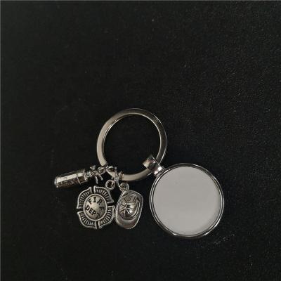 China Blank sublimation firefighter keychains wearing keychain with hot dad transfer printing diy materials new style for sale