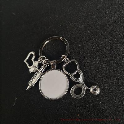 China Blank Sublimation Nurse Keychains Wearing Keyring With Hot Dad Transfer Printing DIY Materials for sale