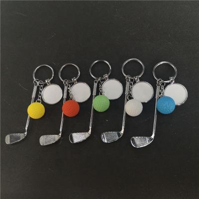 China Blank sublimation golf ball keychains wearing keychain with hot dad transfer printing diy materials new style for sale