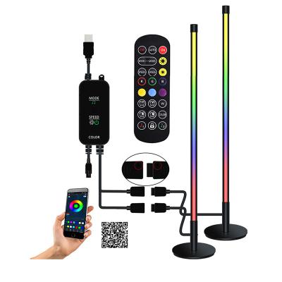 China Modern APP Music Rhythm Sound Remote RGB Control Led Nordic Tripod Lighting Floor Stand Lamps For Living Room for sale