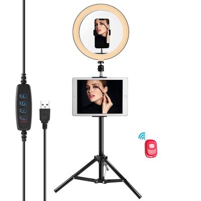 China 10 Inch 26cm PORTABLE High Quality Hot Sale Make Up Tiktok Ring Light With Tripod Standing 52inch Dimmable for sale