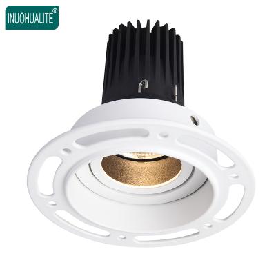 China Aluminum Deep Retrofit Recessed Trimless Spot Fixture 12V Mr16 Gu10 Gimbal Cob Led Downlight Housing for sale