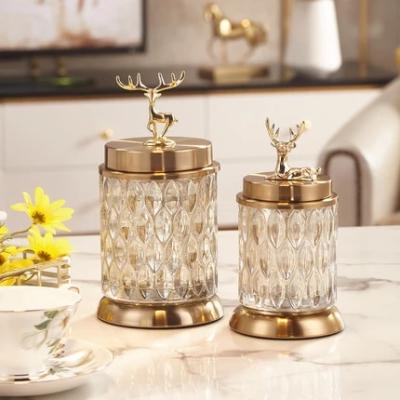 China Modern hot sale style crystal glass storage high quality luxury bottles and jars for wedding decoration for sale