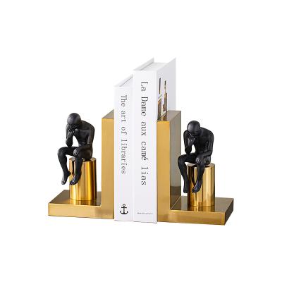 China American European simple modern style thinker statues gold metal bookends black craft for home decor for sale